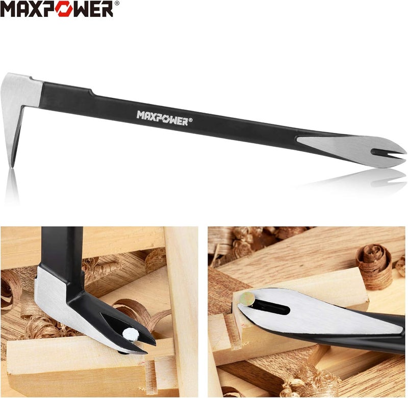 Max Power 4-Pieces Pry Bar Set, 12-inch Utility Claw Pry Bar, 8-inch Nail Puller, 10-inch and 7-inch Flat Pry Bar Crowbar Claw - Image 3