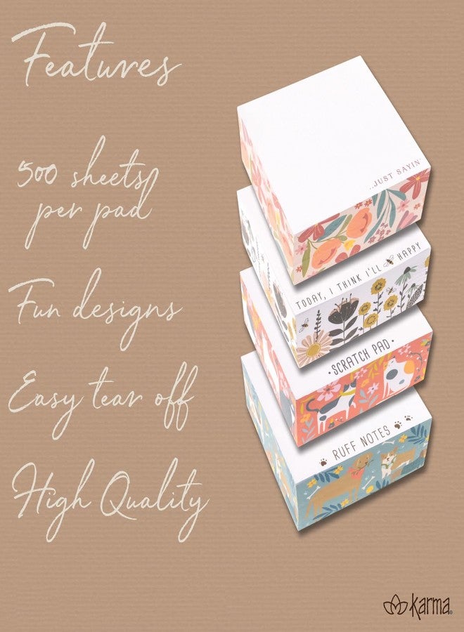 كارما، مفكرة مكعبة، ٥٠٠ ورقة، مفكرة مكعبة غير لاصقة للمكتب والمنزل، بنقشة زهور الغروب - Image 3