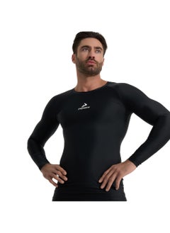 Athlex Men's T-shirt Protect Top L Black, Demix, MOVI-force Compression Fabric, Muscle Support, Raglan Sleeves, Flat Seams for Comfort, Ideal for Football Training  - Image 1