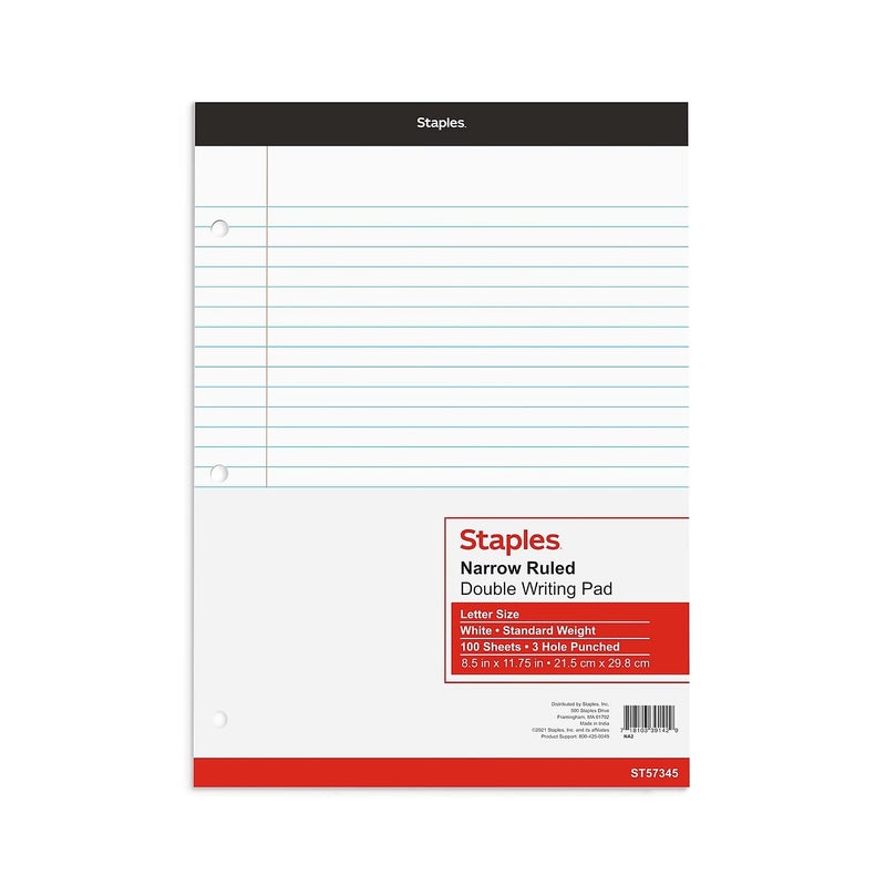 Staples ستابلز 3 ثقوب دبل باد أبيض مخطط ضيق كل واحد ربط غير معروف - Image 3