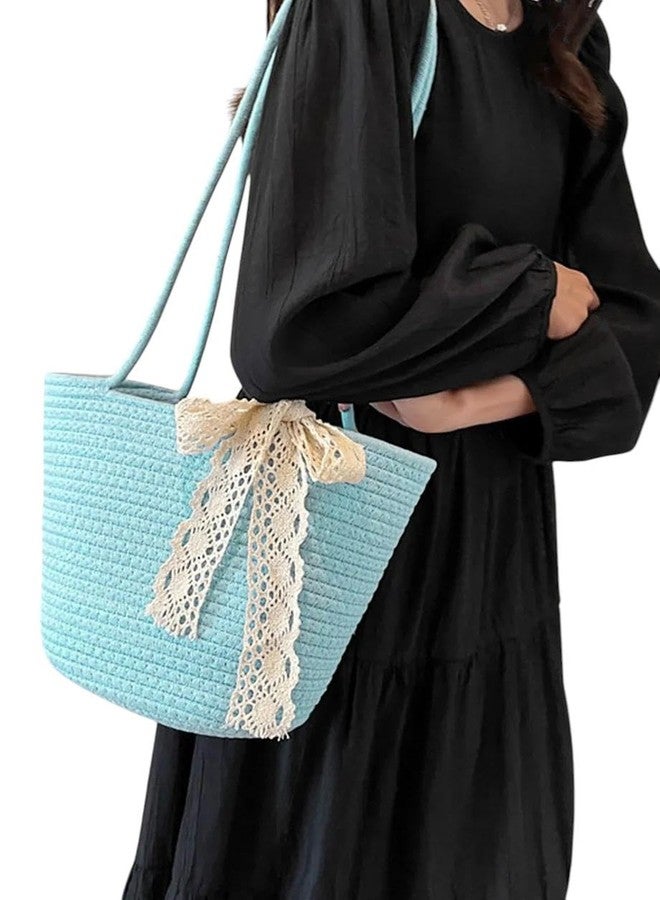 DYARCHY Stylish Women's Straw & Polyester Tote Handbag Ribbon Attached With Bag for Office, Travel, Vacations & Shopping - Image 3