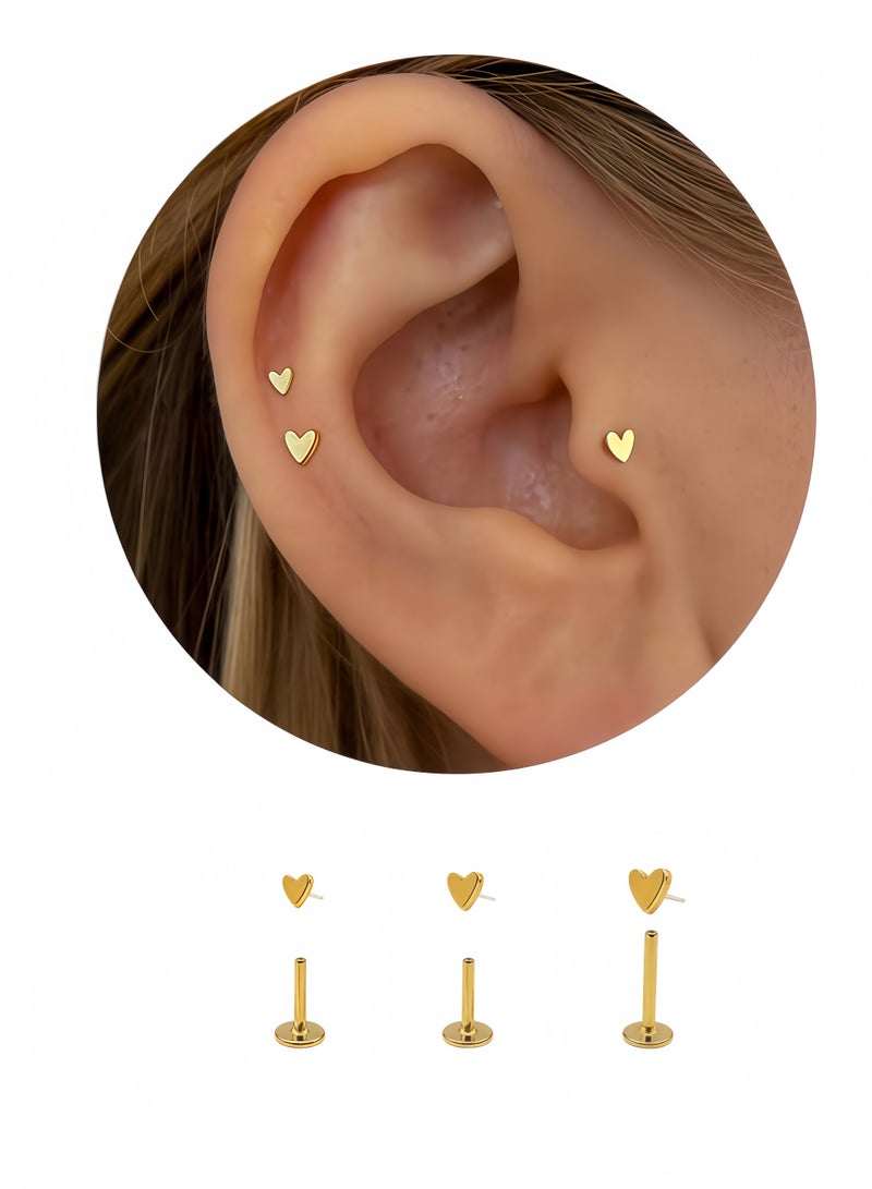 أقراط 3CS من التيتانيوم ذات الظهر المسطح، أقراط أنف صغيرة بدون سن من مقاس 20G/18G/16G، مجوهرات لثقب الغضروف والترغوس، أقراط للصدفة واللولب - Image 1