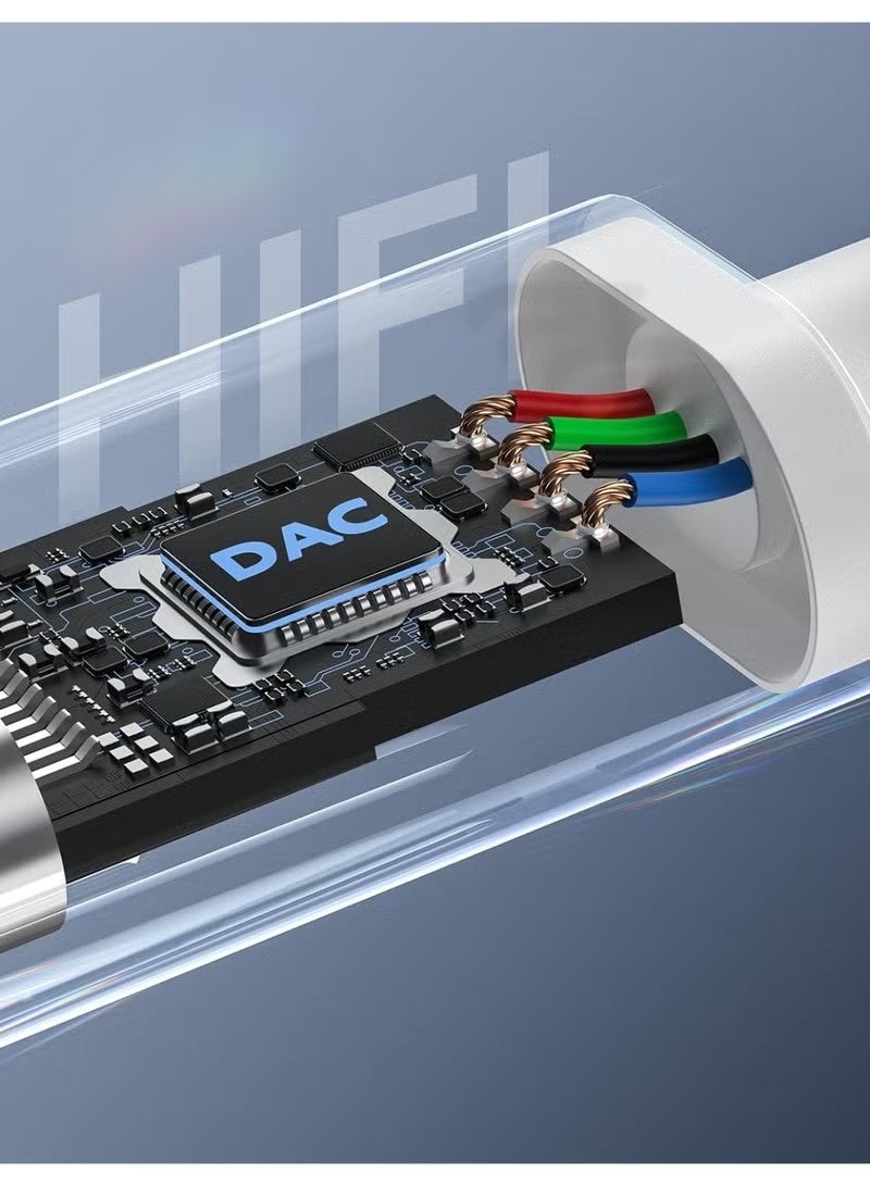 USB نوع C إلى 3.5mm سماعة الرأس جاك محول لآيفون 16/15 سلسلة / آيباد برو / Htc / موتو / سامسونج غالاكسي S25 S24 S23 فوق / جوجل بيكسل (أبيض) - Image 4