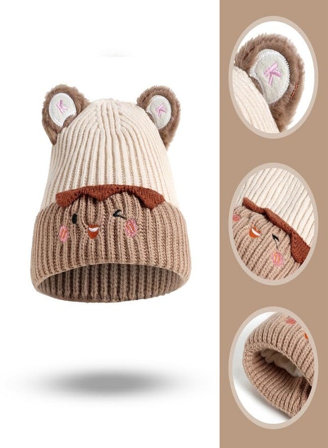 قبعات شتوية للأطفال الصغار من ريتشمن، قبعة صوفية محبوكة، قبعة ناعمة من الصوف مع غطاء للأذنين، وشاح، قبعة صوفية مزدوجة الطبقات مزينة بكرة صوفية، قبعة دافئة للأطفال (من 3 أشهر إلى 3 سنوات) - Image 3