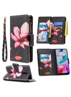 Case Cover For Xiaomi Redmi 8 Colored Drawing Pattern Zipper Horizontal Flip Leather Case with Holder & Card Slots & Wallet Lotus