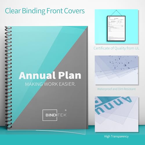 Binditek 200 Pack Binding Covers and Backs Set, 8.5 x 11 Inches, 100 Clear PVC (8Mil), 100 Sand-Textured Polycovers (12Mil), Letter Size - Image 4