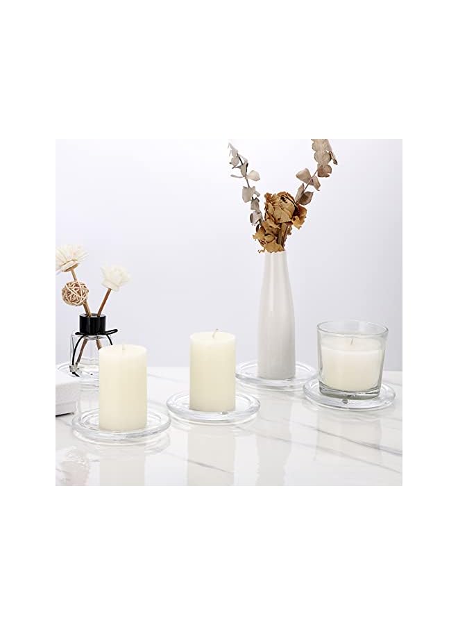 The Bros 5PCS Clear Glass Candle Plates 3 Inch Pillar Candle Holders, Glass Coaster Holder Small Round Plate Candle Tray Candle Plate for Pillar Candle, Modern Candle Centerpiece for Dining Table Wedding - Image 4