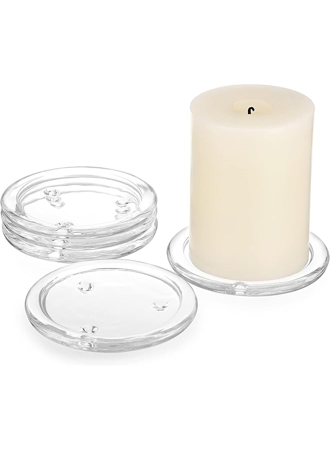 The Bros 5PCS Clear Glass Candle Plates 3 Inch Pillar Candle Holders, Glass Coaster Holder Small Round Plate Candle Tray Candle Plate for Pillar Candle, Modern Candle Centerpiece for Dining Table Wedding - Image 1