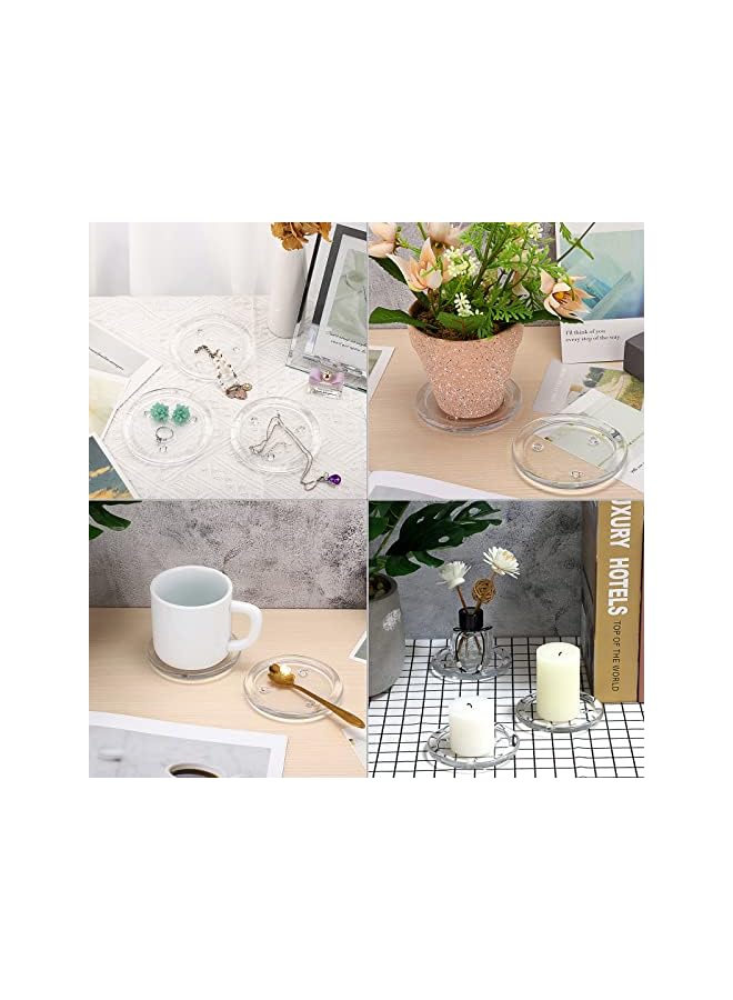 The Bros 5PCS Clear Glass Candle Plates 3 Inch Pillar Candle Holders, Glass Coaster Holder Small Round Plate Candle Tray Candle Plate for Pillar Candle, Modern Candle Centerpiece for Dining Table Wedding - Image 5