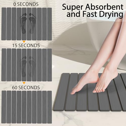 YEECOPON Foldable Stone Bath Mat 60x39cm | Quick-Dry Diatomaceous Earth Bath Rug with PVC Anti-Slip Base | Bathroom, Kitchen, Pet-Friendly Water Absorbent Mat - Image 3