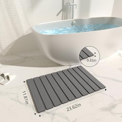 YEECOPON Foldable Stone Bath Mat 60x39cm | Quick-Dry Diatomaceous Earth Bath Rug with PVC Anti-Slip Base | Bathroom, Kitchen, Pet-Friendly Water Absorbent Mat - Image 4