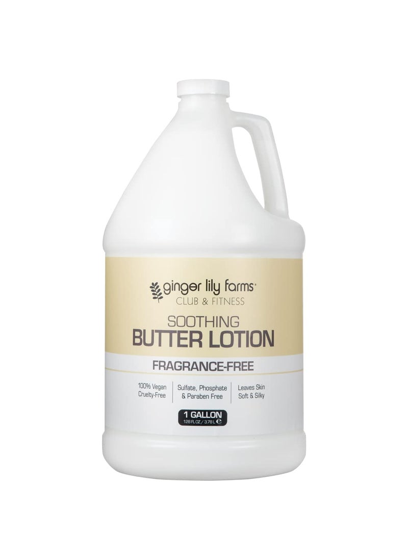 ginger lily farms - Ginger Lily Farms Club & Fitness Soothing Butter Lotion for Dry Skin, 100% Vegan & Cruelty-Free, Fragrance Free, 1 Gallon (128 fl oz) Refill - Image 1