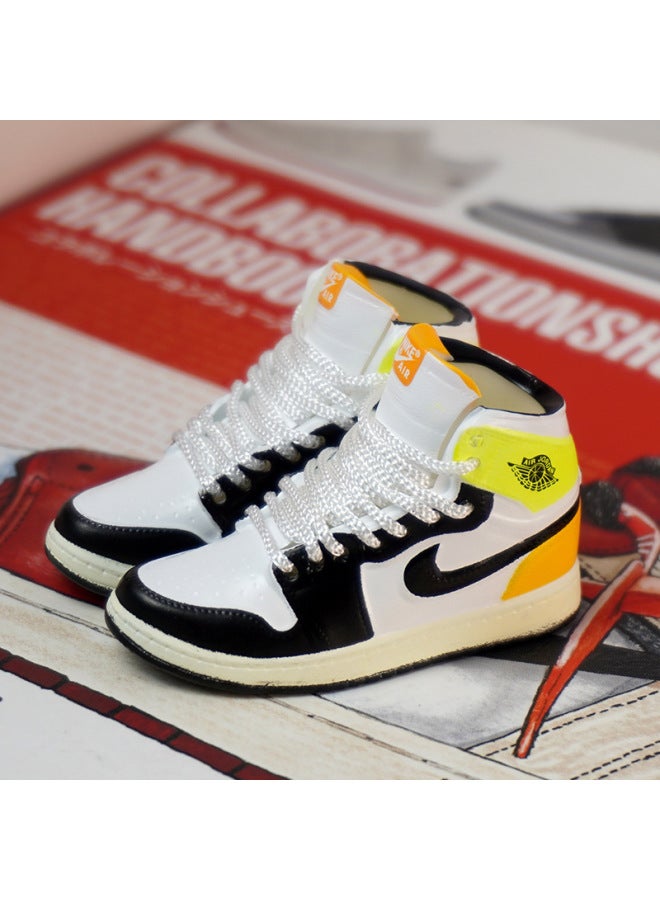 1/6 Mini Sneakers Model Aj1 Creative Cute Basketball Shoes Keychain Car Bag Jewelry Aj Keychain-Color:1 Yellow Orange Toe (a Pair Of Nude Shoes) - Image 1