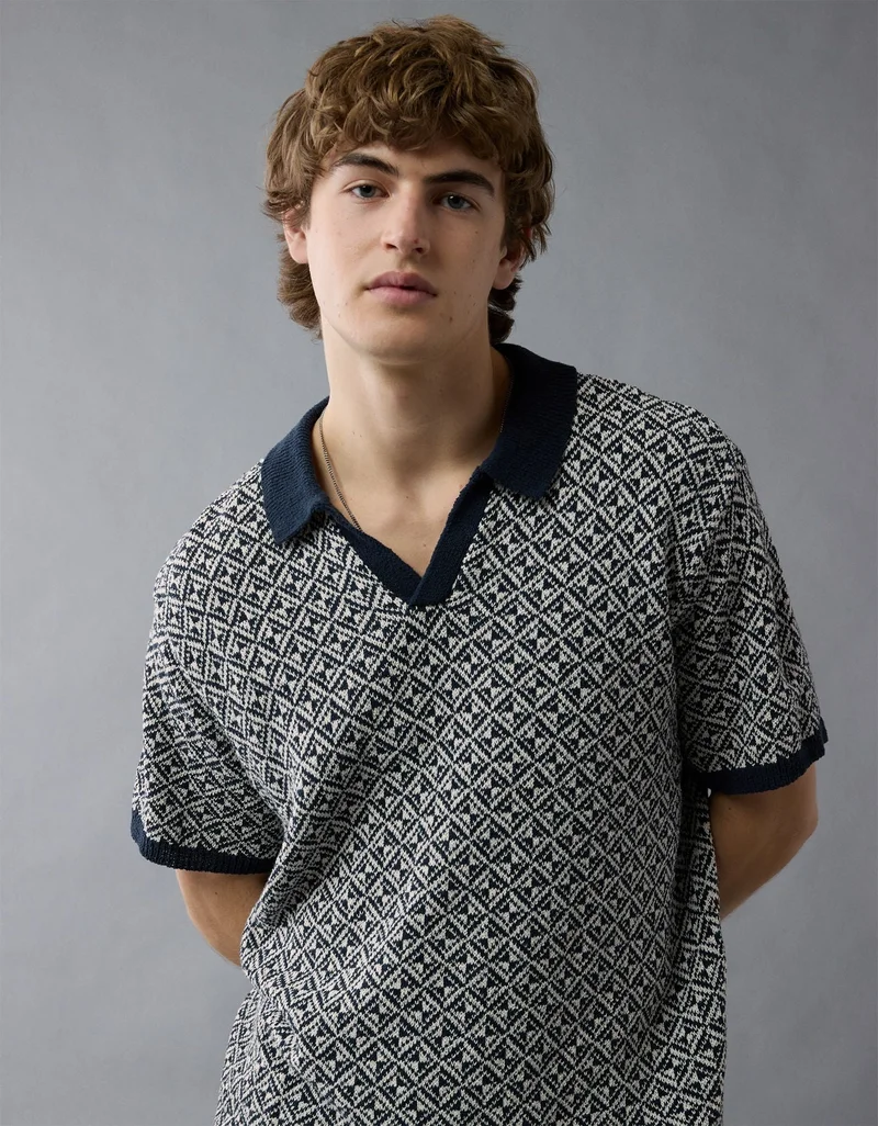 امريكان ايجل تي-شيرت بولو من نسيج سميك مزيّن بطبعة