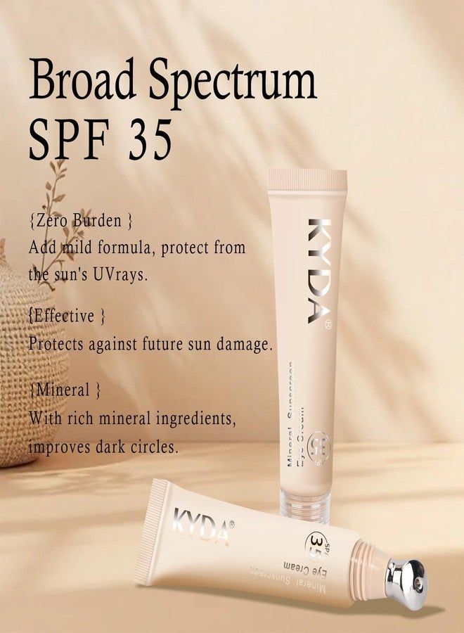 FREEORR Mineral Sunscreen Eye Cream, SPF 35 3-in-1 Tinted Eye Cream Under Eye Corrector or Smooth Eyelines Cover Dark Circle, Fine Lines Puffiness and Bags, Anti-Aging Sunscreen Concealer-02 Medium - Image 4