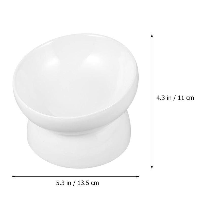Slanted Ceramic Raised Pet Feeder Bowl For Easy Feeding Small White - Image 3