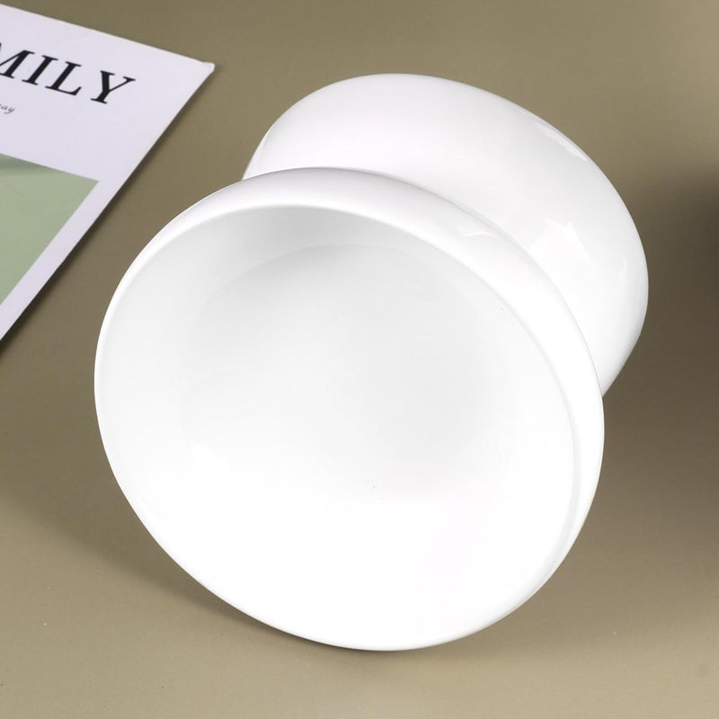Slanted Ceramic Raised Pet Feeder Bowl For Easy Feeding Small White - Image 5