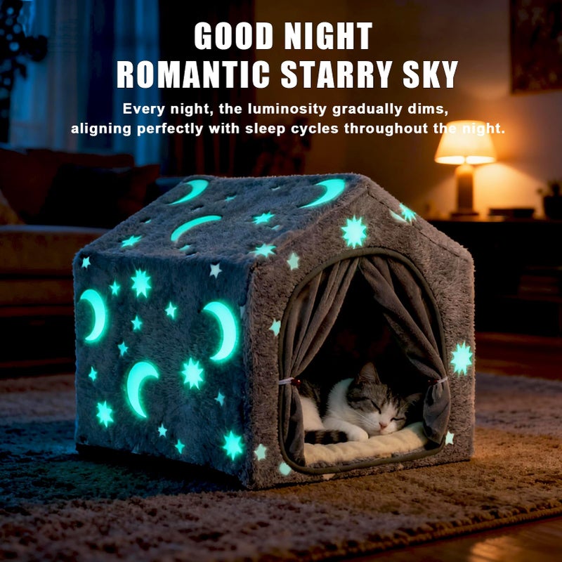 Pelemee Indoor Dog House, Night-Luminous Star Dog Tent with Frame, Washable Dog Cave Bed, Suitable for 8-20 lb Puppy and Cat - Image 5