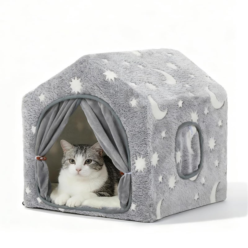 Pelemee Indoor Dog House, Night-Luminous Star Dog Tent with Frame, Washable Dog Cave Bed, Suitable for 8-20 lb Puppy and Cat - Image 1