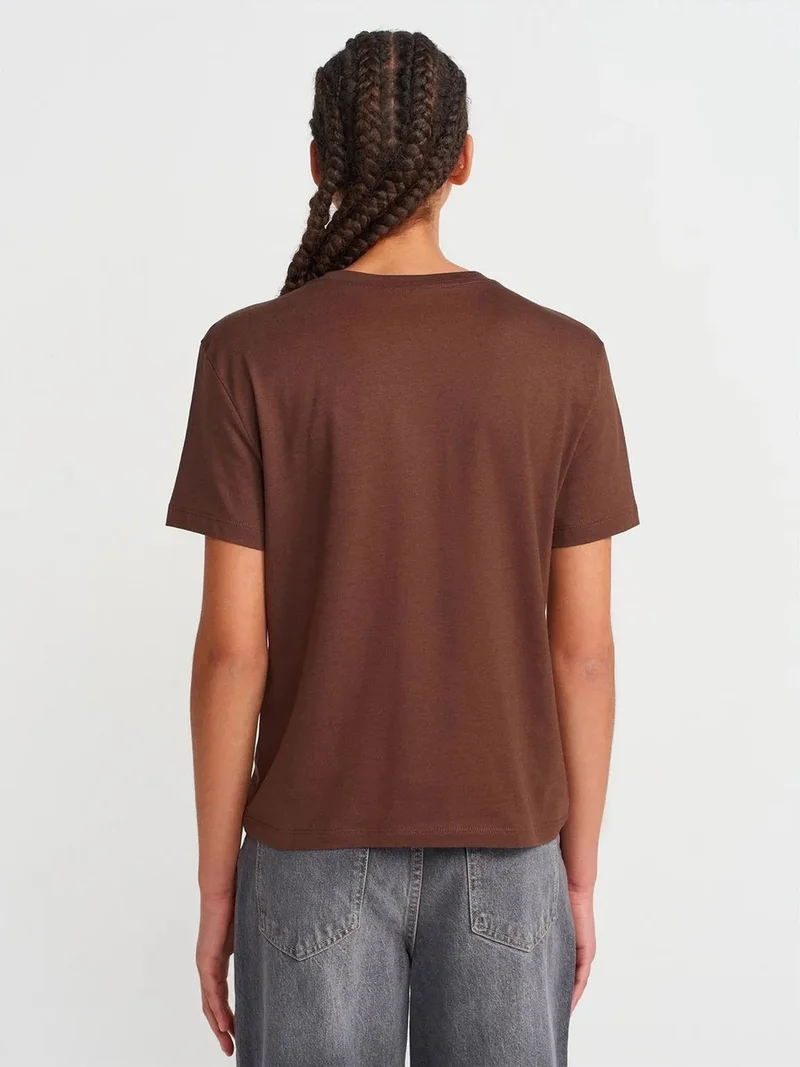 ديلفين DILVIN Women's Cotton Modal Crew Neck T-Shirt