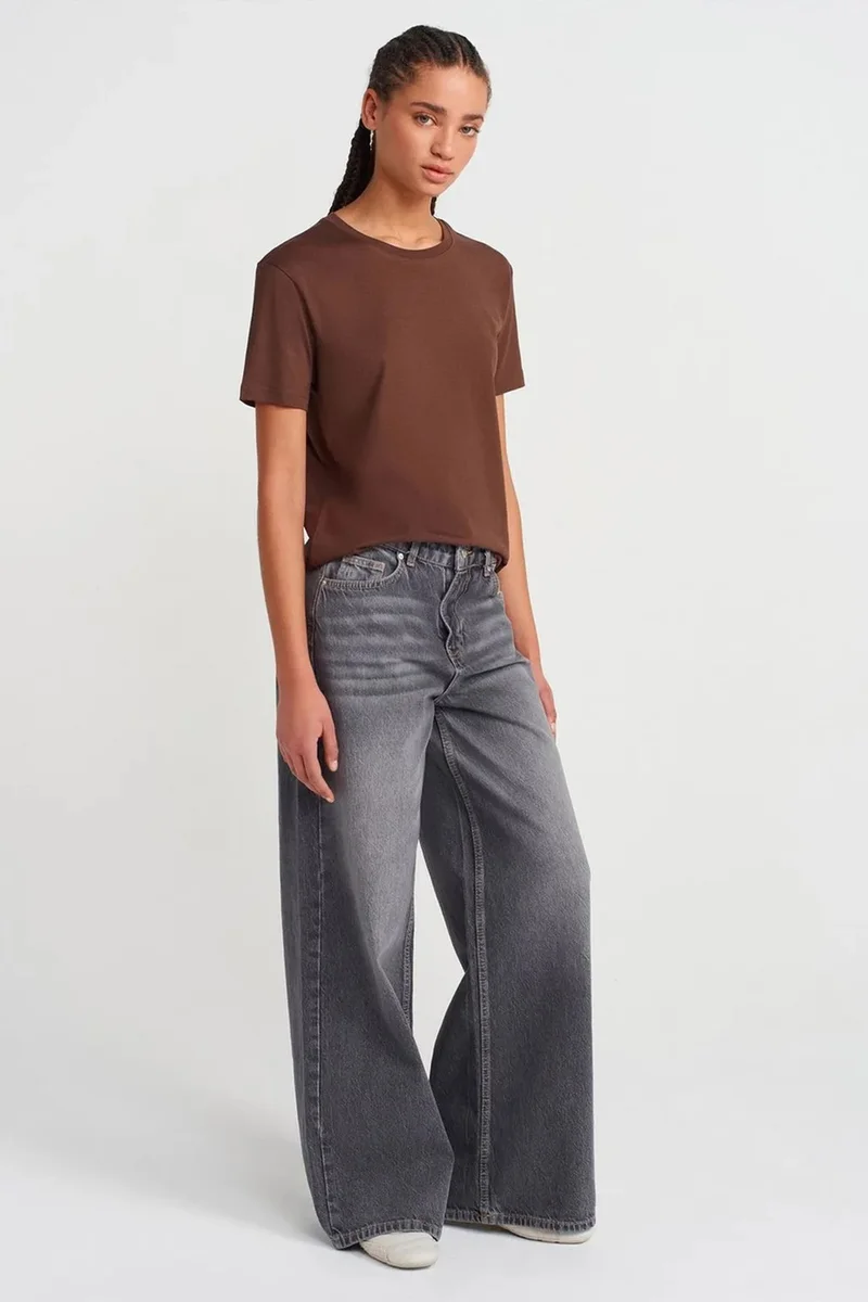 Dilvin Chestnut Brown DILVIN Women's Cotton Modal Crew Neck T-Shirt for Women | Best Price UAE