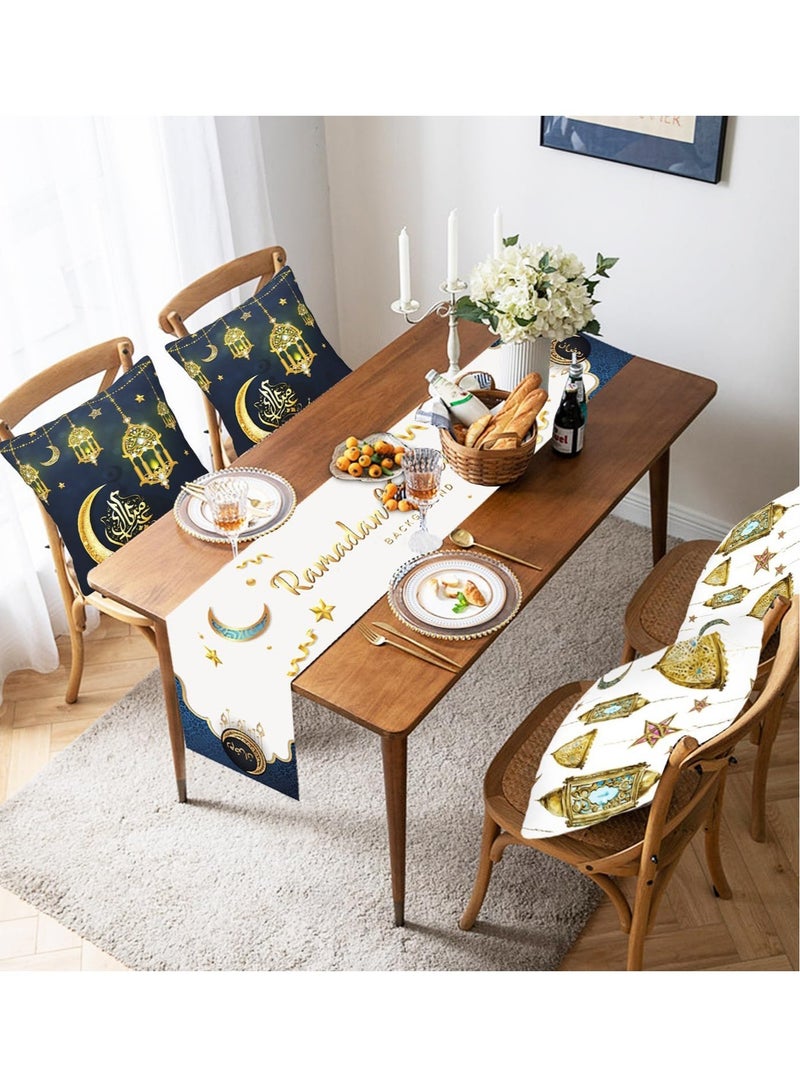 Ramadan Decorations, Ramadan Table Runner, Ramadan Pillow Covers, Ramadan Table Decorations with Table Runner and 4 PCS Decorative Pillow Covers - Image 4