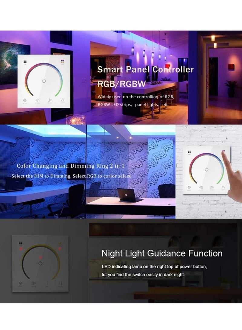 كابتن تيك Light Dimmer Switch, LED Controller, Wall- Mounted Plastic Cover Touch Panel Switch for DC12V-24V 3528 2835 5050 Single Color LED Strip Lighting(RGB-Red, Green, Blue) - Image 2