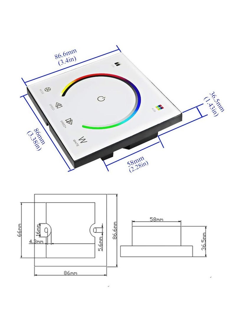 كابتن تيك Light Dimmer Switch, LED Controller, Wall- Mounted Plastic Cover Touch Panel Switch for DC12V-24V 3528 2835 5050 Single Color LED Strip Lighting(RGB-Red, Green, Blue) - Image 4