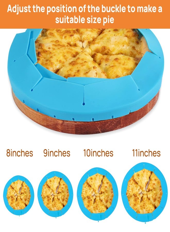CARGEN Pie Crust Shield, Adjustable Pie Crust Covers for Edges of Pie Silicone Pie Crust Protectors when Baking Pie Baking Accessories 2 Pieces Red and Blue - Image 4