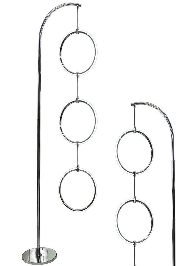 Onelight Creative 3-Circle Floor Lamp For Home Bedroom and Living Room, Adjustable White Light and Warm Light, with Foot Switch Silver 180x25 cm - Image 1