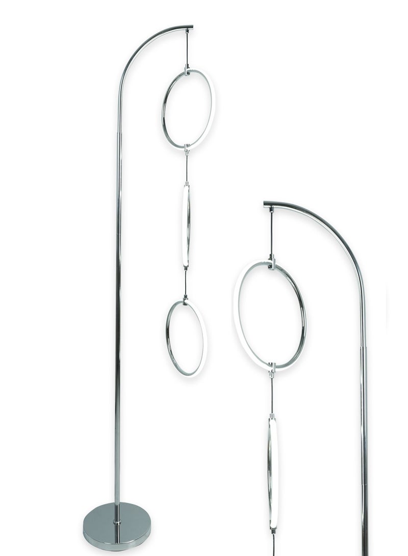 Onelight Creative 3-Circle Floor Lamp For Home Bedroom and Living Room, Adjustable White Light and Warm Light, with Foot Switch Silver 180x25 cm - Image 2