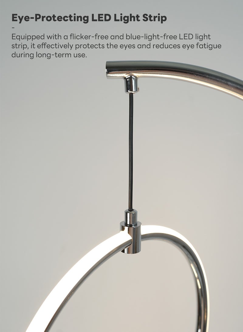 Onelight Creative 3-Circle Floor Lamp For Home Bedroom and Living Room, Adjustable White Light and Warm Light, with Foot Switch Silver 180x25 cm - Image 3