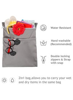 KASTWAVE 2-Piece Wet Dry Bag for Cloth Diapers Travel Beach Pool Yoga Gym Bag for Swimsuits Wet Clothes 2 pcs  - Image 5
