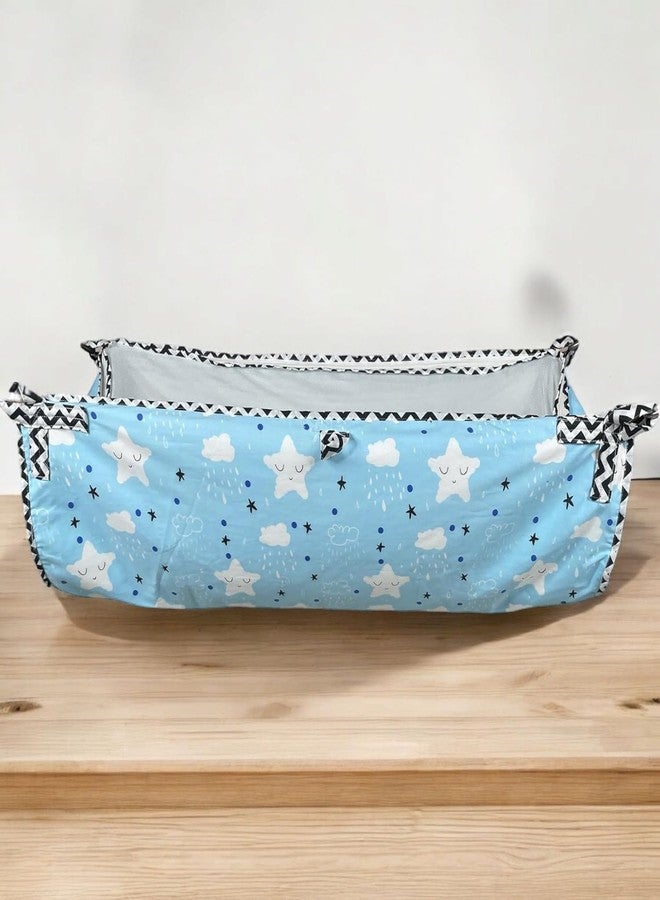 Fabrify Baby Hammock Ghodiyu Khoyu, Soft Cotton Swing Cradle with Mosquito Net Cover, Sky Blue, 60x40 cm - Image 2