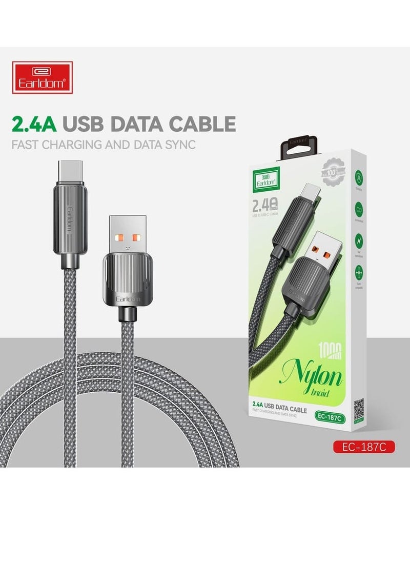 Usb Data Cable 2.4A , Fast Charging And Sync - Usb To Usb-c , EC-187C
