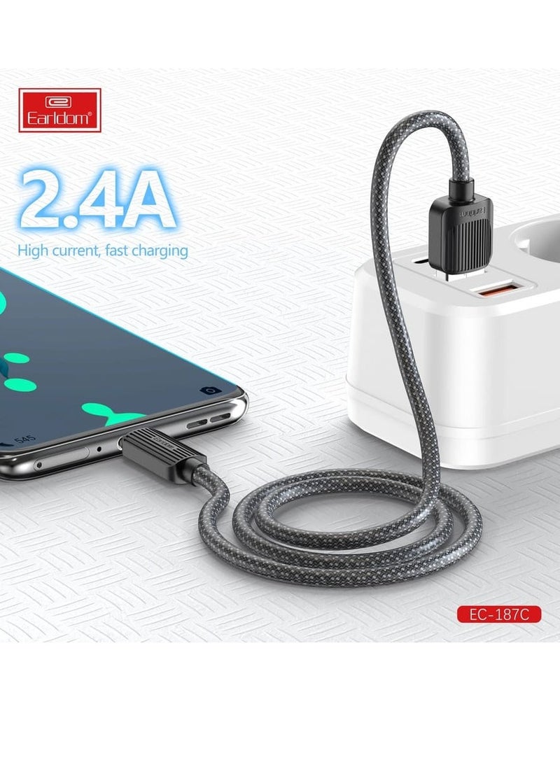 Usb Data Cable 2.4A , Fast Charging And Sync - Usb To Usb-c , EC-187C