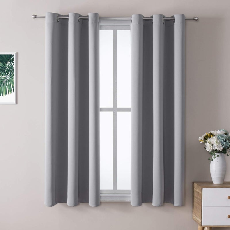 ChrisDowa Grommet Blackout Curtains for Bedroom and Living Room  2 Panels Set Thermal Insulated Room Darkening Curtains Light Grey 38W x 54L