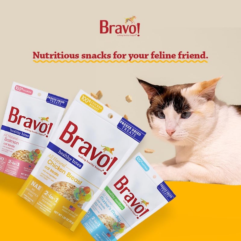 Bravo ! Healthy Medleys Mariner's Medley Freeze Dried Cat Treats, Salmon, Whitefish and Shrimp, 0.75 Ounce, Grain Free, Gluten Free - Image 5