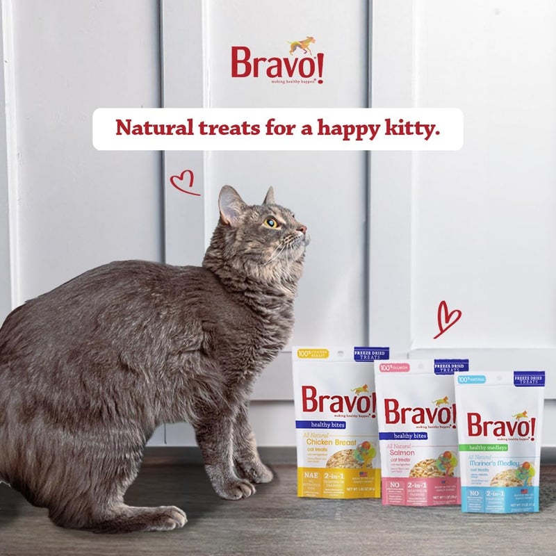 Bravo ! Healthy Medleys Mariner's Medley Freeze Dried Cat Treats, Salmon, Whitefish and Shrimp, 0.75 Ounce, Grain Free, Gluten Free - Image 4