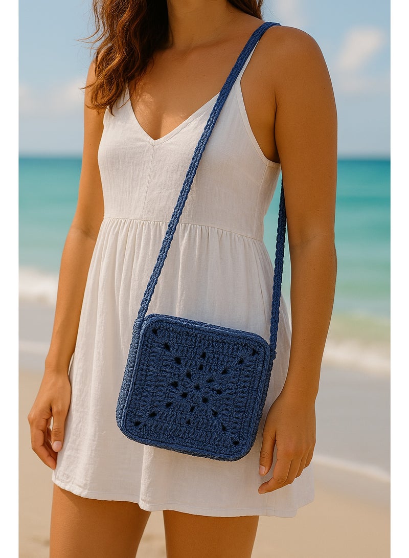 RandSac Denim Blue Cross Crochet Handbag - Image 5