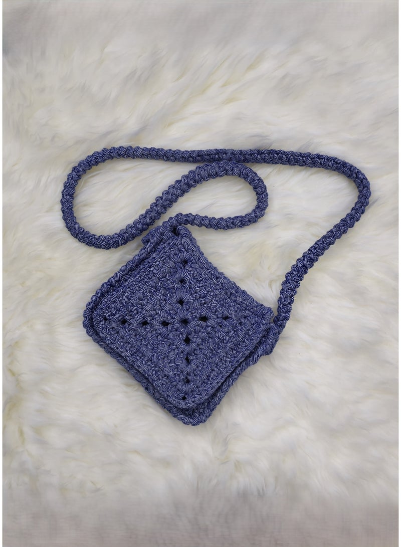 RandSac Denim Blue Cross Crochet Handbag - Image 1