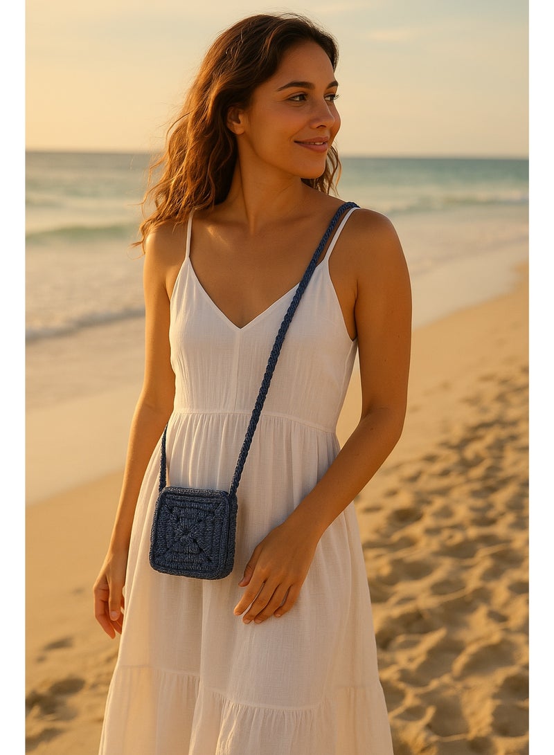 RandSac Denim Blue Cross Crochet Handbag - Image 4