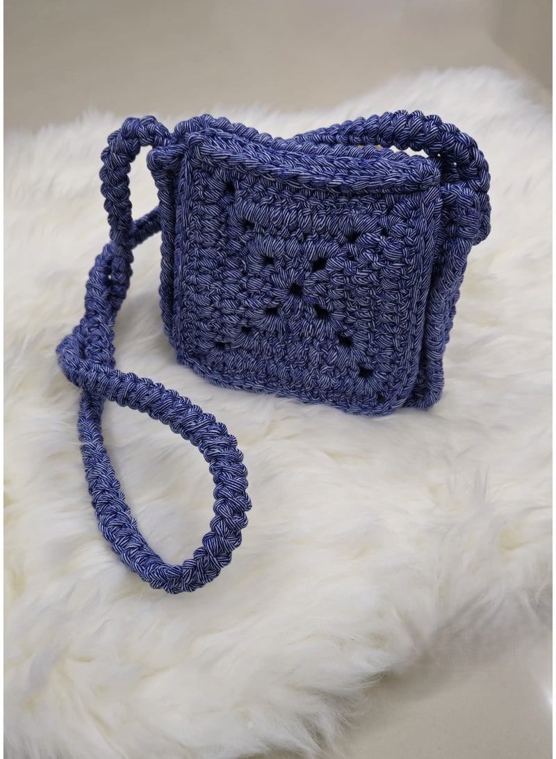 RandSac Denim Blue Cross Crochet Handbag - Image 3