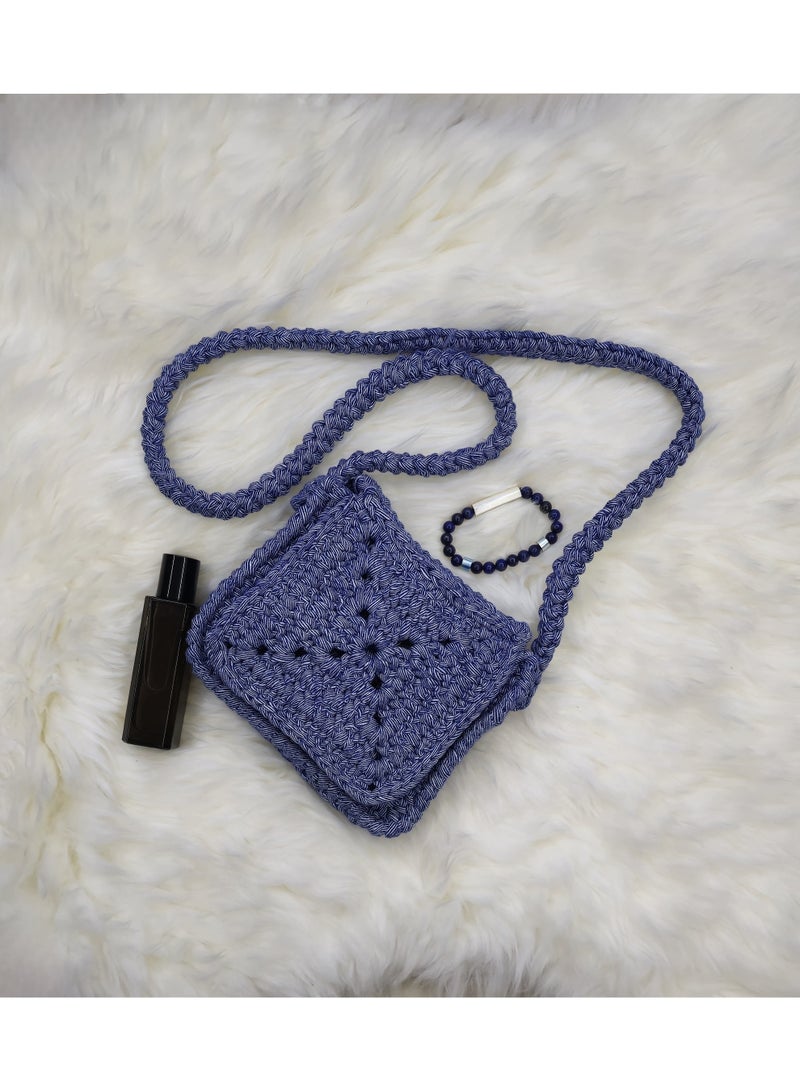RandSac Denim Blue Cross Crochet Handbag - Image 2