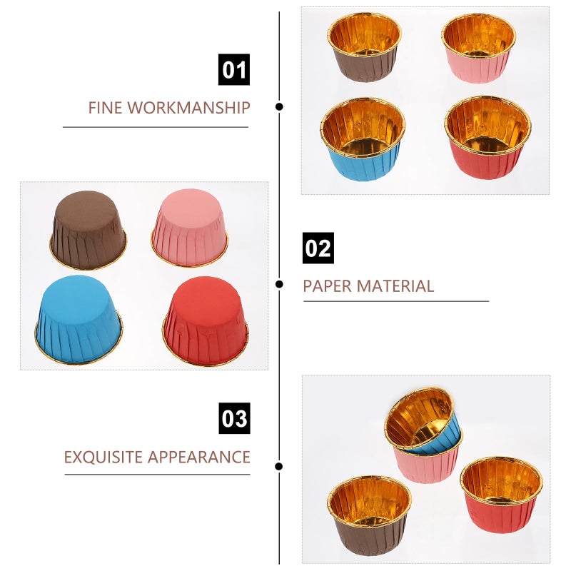 High Temperature Resistant Muffin Cups 100pcs Assorted Colors Pink Blue Brown Red - Image 4