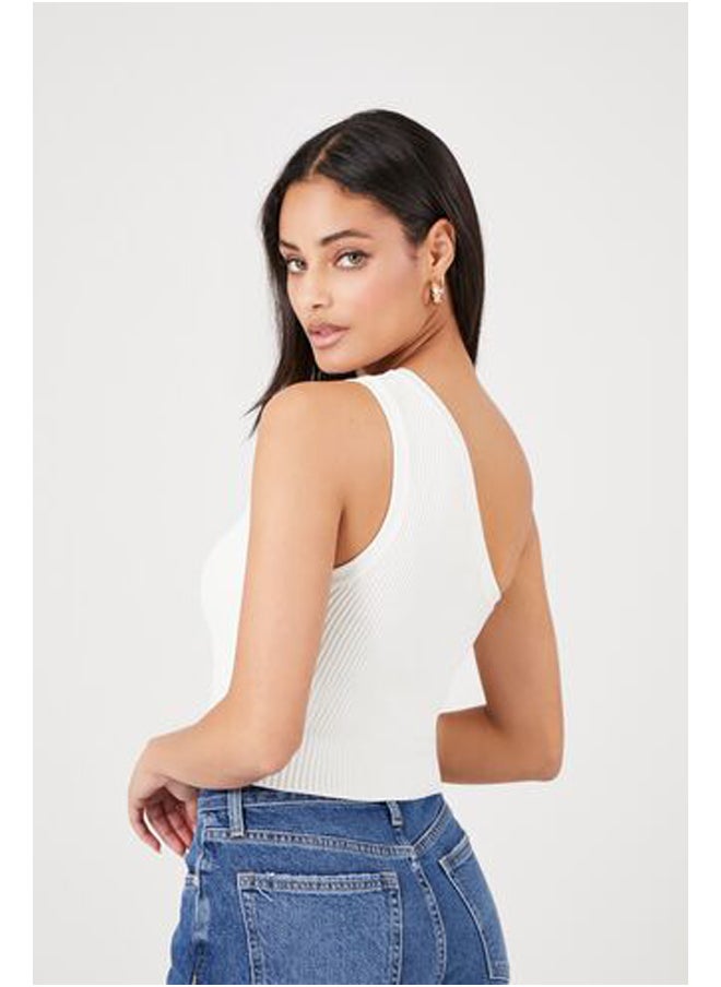 FOREVER 21 - Sweater-Knit One-Shoulder Crop Top - Image 1