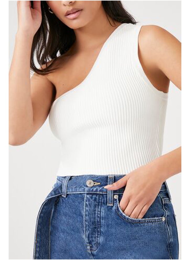 FOREVER 21 - Sweater-Knit One-Shoulder Crop Top - Image 1