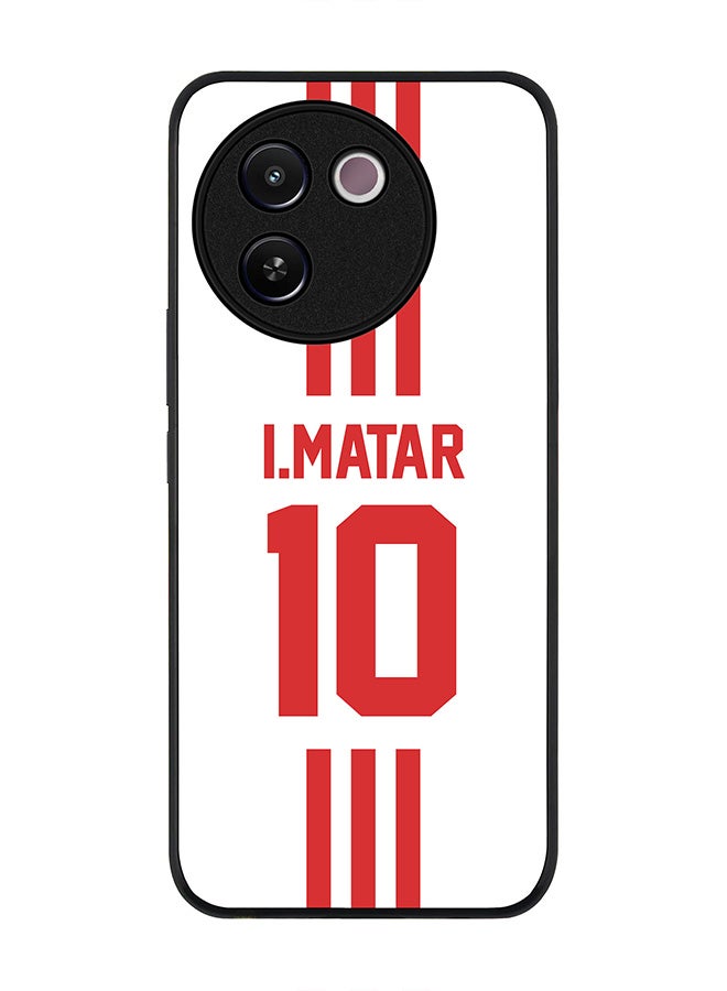 Stylizedd Rugged Black edge case for Vivo V30e, Slim fit Soft Case Flexible Anti Drop TPU Gel Thin Cover -  Football Team - UAE, Player Name - I.Matar - Image 1