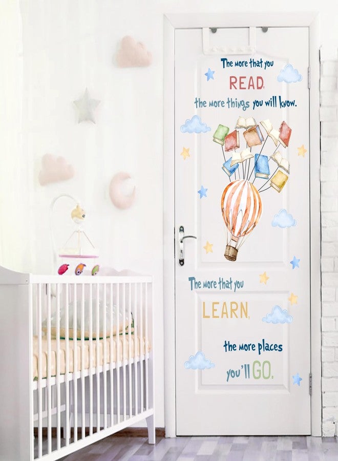Mfault Read Book Hot Air Balloon Wall Decals Stickers, Inspirational Quote Cloud Star Library Nursery Reading Corner Decoration Kid Bedroom Art, Motivational School Classroom Playroom Study Home Decor - Image 5