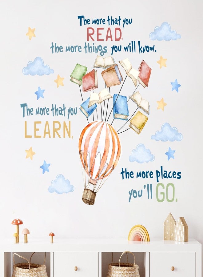 Mfault Read Book Hot Air Balloon Wall Decals Stickers, Inspirational Quote Cloud Star Library Nursery Reading Corner Decoration Kid Bedroom Art, Motivational School Classroom Playroom Study Home Decor - Image 4